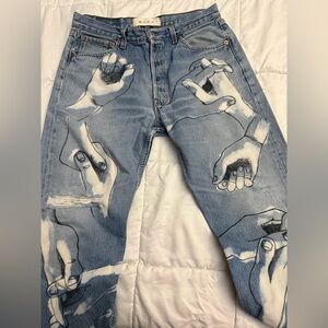 Levi's Blue Jeans with Artistic Hand Design